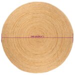 vidaXL Tapis jute tressé 240 cm Rond