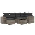 vidaXL Salon de jardin avec coussins 7 Pièces gris résine tressée