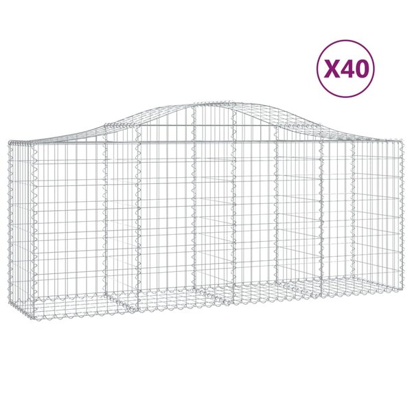 vidaXL Paniers à gabions arqués 40 Pièces 200x50x80/100 cm Fer galvanisé