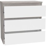 Commode CHELSEA 3 Tiroirs - Couleur blanc/béton clair - 77 2 x 42 x 79 9 cm