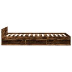 vidaXL Cadre de lit et tiroir chêne fumé 90x190 cm bois d'ingénierie