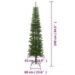 vidaXL Sapin de Noël artificiel mince avec support 240 cm PE