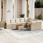 vidaXL Salon de jardin avec coussins 10 Pièces beige résine tressée
