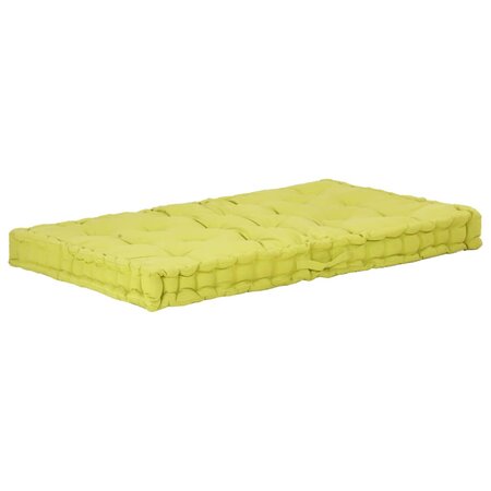 vidaXL Coussin de plancher de palette Coton 120x80x10 cm Vert