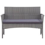vidaXL Salon de jardin 4 Pièces avec coussin Résine tressée Anthracite