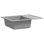 vidaXL Évier de cuisine avec trou de trop-plein ovale Gris Granit