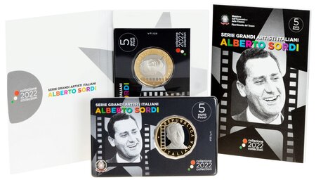 Pièce de monnaie 5 euro Italie 2022 BE – Alberto Sordi