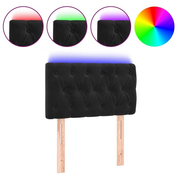 vidaXL Tête de lit à LED Noir 80x7x78/88 cm Velours