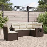 vidaXL Salon de jardin avec coussins 5 Pièces marron résine tressée
