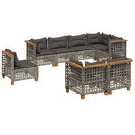vidaXL Salon de jardin 8 Pièces avec coussins gris résine tressée