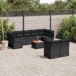 vidaXL Salon de jardin 10 Pièces avec coussins noir résine tressée