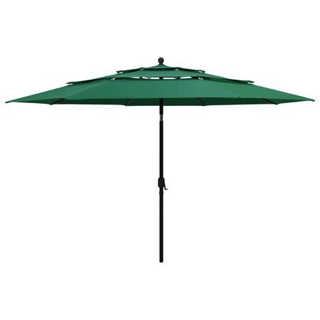 vidaXL Parasol à 3 niveaux avec mât en aluminium Vert 3 5 m