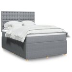 vidaXL Sommier à lattes de lit avec matelas Gris clair 140x190cm Tissu