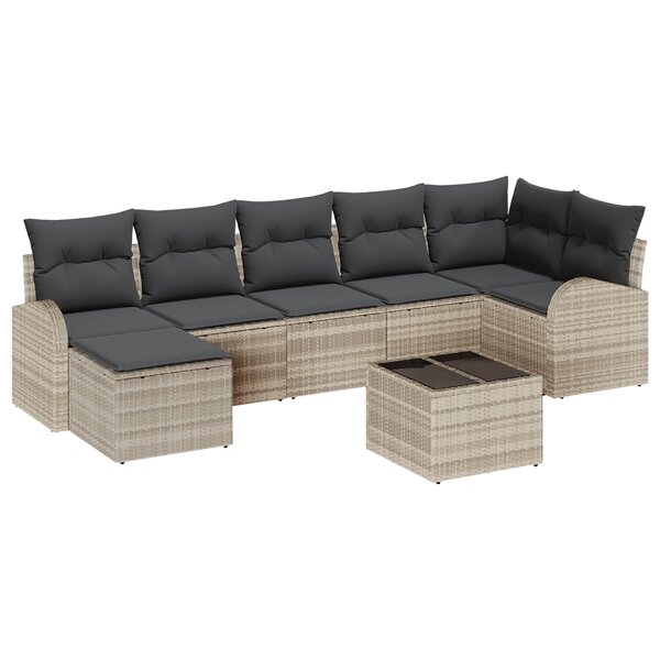 vidaXL Ensemble de Canapés de Jardin 8 pièces avec Coussins Gris Rotin Synthétique
