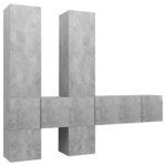 vidaXL Ensemble de meubles TV 7 Pièces Gris béton Bois d'ingénierie