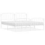 vidaXL Cadre de lit métal avec tête de lit/pied de lit blanc 193x203cm