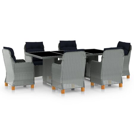 vidaXL Mobilier à dîner 7 Pièces avec coussins Résine tressée Gris clair