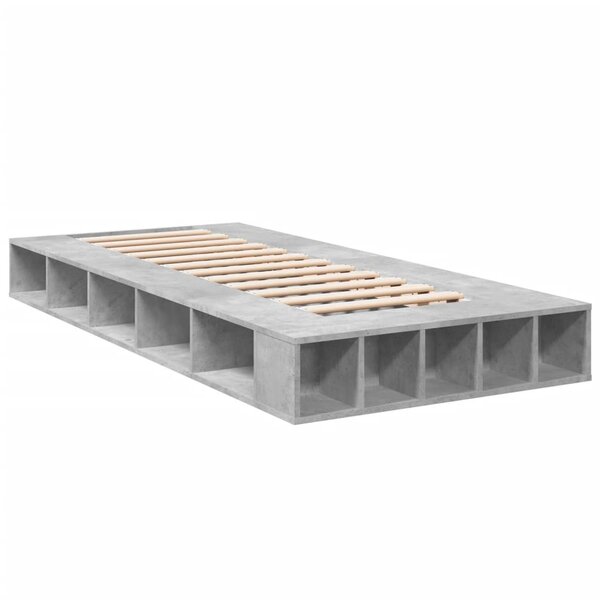 vidaXL Cadre de lit gris béton 100x200 cm bois d'ingénierie