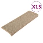 vidaXL Tapis d'escalier auto-adhésifs 15 Pièces Beige foncé 65x21x4 cm