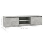 vidaXL Meuble TV Gris béton 140x40x35 5 cm Bois d'ingénierie