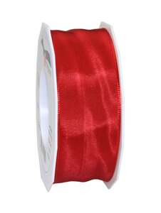 Ruban de soie acetat laitonné lyon 25-m-rouleau 40 mm rouge