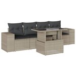vidaXL Salon de jardin 5 Pièces avec coussins gris clair résine tressée