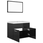 vidaXL Ensemble de meubles de salle de bain Noir brillant Aggloméré