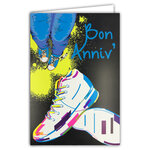 Carte FLUO Bon Anniversaire avec Enveloppe 12x17 5cm - Jeans Chaussures Baskets