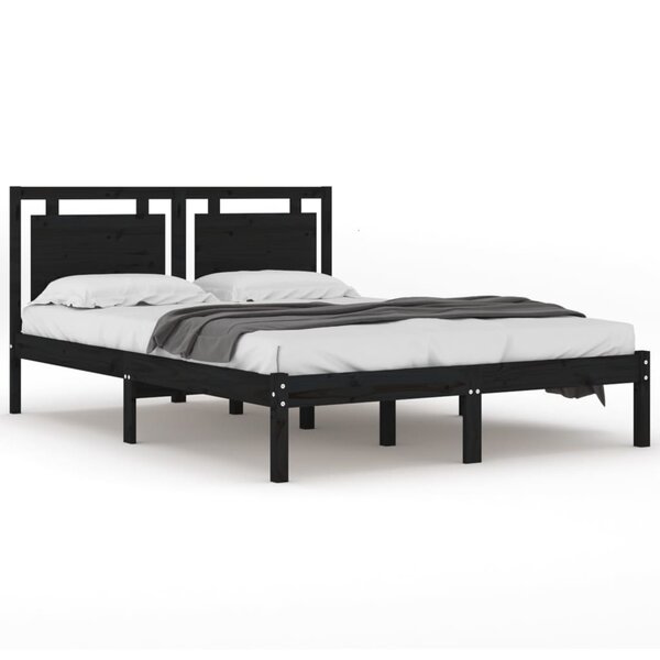 vidaXL Cadre de lit Noir Bois massif 200x200 cm
