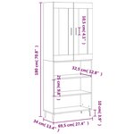vidaXL Buffet haut Gris béton 69 5x34x180 cm Bois d'ingénierie
