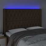 vidaXL Tête de lit à LED Marron foncé 163x16x118/128 cm Tissu