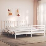 vidaXL Cadre de lit avec tête de lit blanc 200x200 cm bois massif