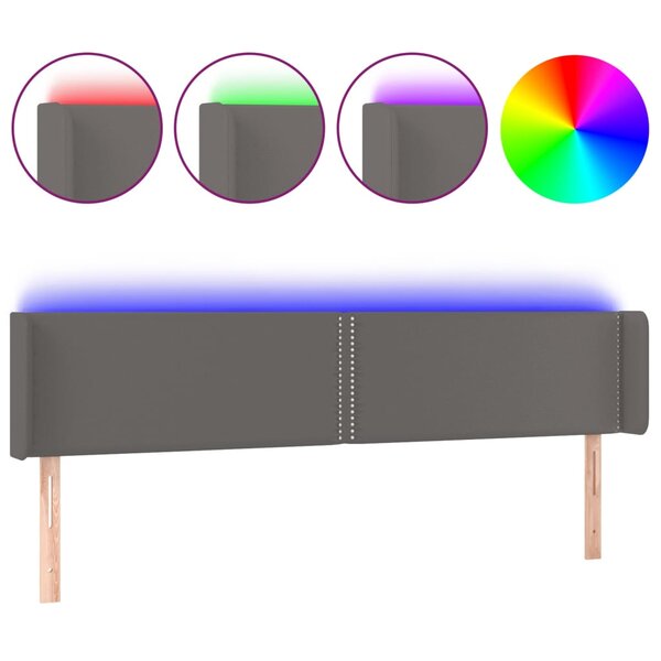 vidaXL Tête de lit à LED Gris 203x16x78/88 cm Similicuir