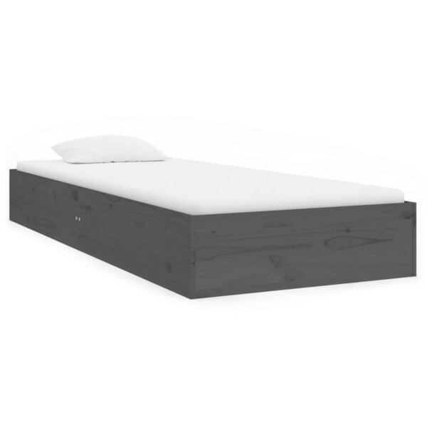vidaXL Cadre de lit Gris Bois massif 75x190 cm Petit simple