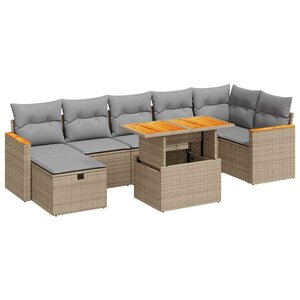 vidaXL Salon de jardin avec coussins 5 Pièces beige résine tressée