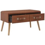 vidaXL Banc avec tiroirs 80 cm Marron Similicuir