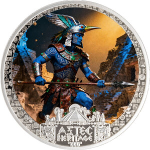 Monnaie HUITZILOPOCHTLI Aztec Heritage 1/2 Oz Argent 5$ Liberia 2026 (PRÉCOMMANDE)