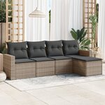 vidaXL Salon de jardin 5 Pièces avec coussins gris résine tressée