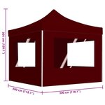 vidaXL Tente de réception pliable avec parois Aluminium 3x3 m Bordeaux