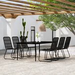 vidaXL Ensemble à manger de jardin 7 Pièces Noir