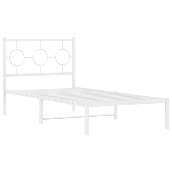 vidaXL Cadre de lit métal avec tête de lit blanc 90x190 cm