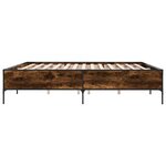 vidaXL Cadre de lit chêne fumé 200x200 cm bois d'ingénierie et métal