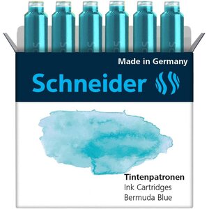 Etui de 6 cartouches d'encre pour stylo plume pastel bleu des bermudes x 10 schneider