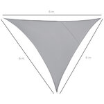 Voile d'ombrage triangulaire grande taille 6 x 6 x 6 m polyester imperméabilisé haute densité 160 g/m² gris clair