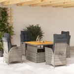 vidaXL Ensemble à manger de jardin 5 Pièces coussins gris résine tressée