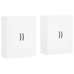 vidaXL Armoires murales 2 Pièces blanc bois d'ingénierie