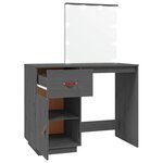 vidaXL Coiffeuse avec LED Gris 95x50x133 5 cm Bois de pin massif