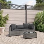 vidaXL Salon de jardin 4 Pièces avec coussins gris résine tressée