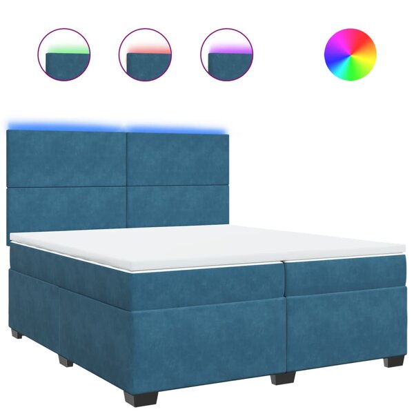 vidaXL Sommier à lattes de lit et matelas Bleu 200x200 cm velours