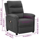 vidaXL Fauteuil de massage Gris foncé Tissu